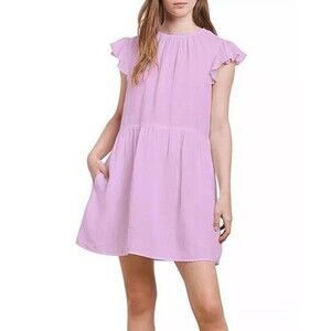 Anthropologie Velvet by Graham & Spencer Linen Mini Dress Lavender Summer Comfy